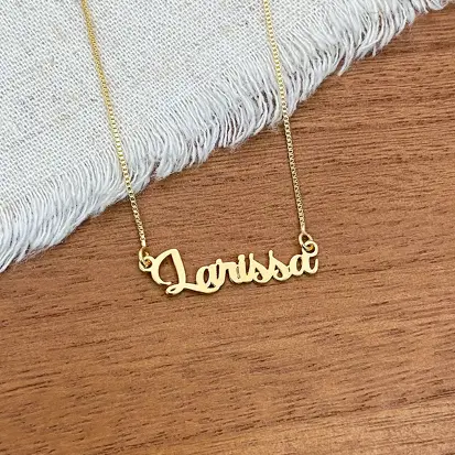 GARGANTILHA NOME PERSONALIZADO FONTE 9 DOURADO